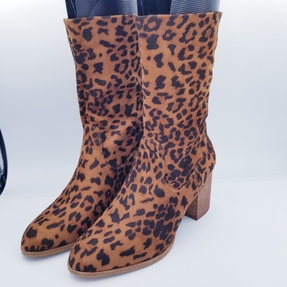 Beast Fashion Leopard Print Suede Calf Boots size 7 - Picture 1 of 16